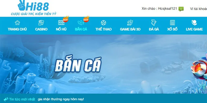 giới thiệu sảnh game bắn cá Hi88